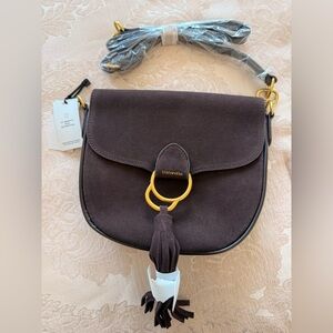 Genuine Calf leather Brown Crossbody Bag